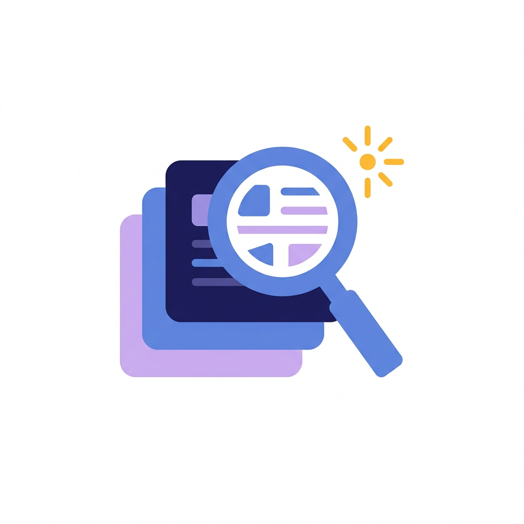 Illustration of stacked job cards under a magnifying glass